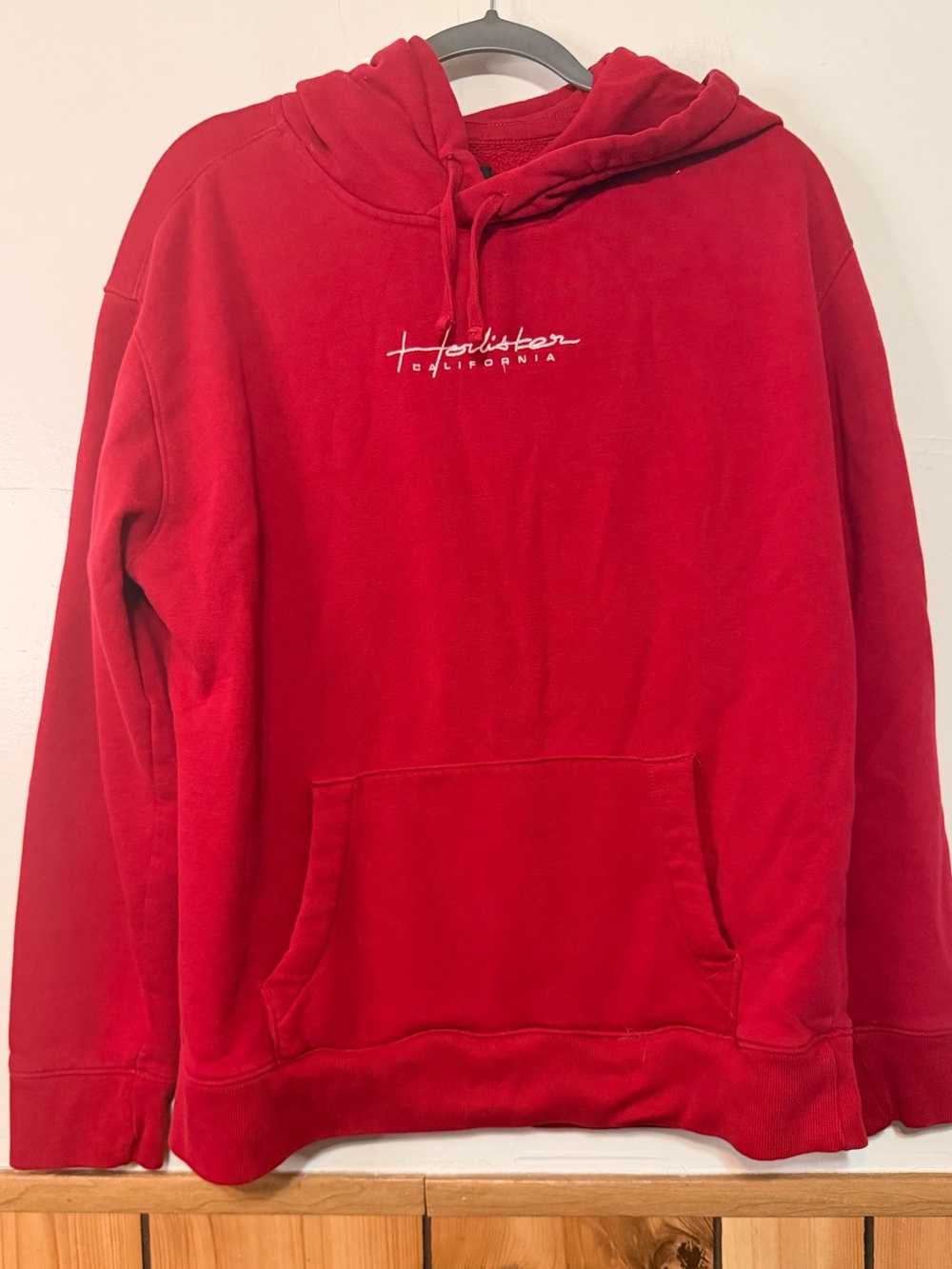 Hollister Red Pullover Hoodie with Script Logo